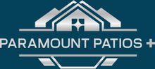 Paramount Patios logo in white on a teal background with a stylized roof icon