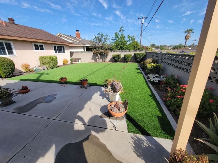synthetic grass back yard