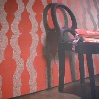 Carta da parati a fantasia bianca e rosso corallo
