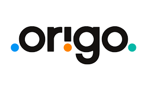 Svart og hvítt merki fyrir fyrirtæki sem heitir Origo