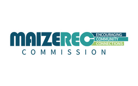 Maizerec Commission logo with teal and navy text, plus “Encouraging Community Connections” tagline