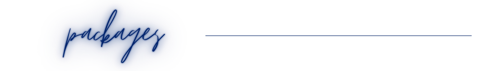 Blue handwritten signature with a long horizontal line on a white background