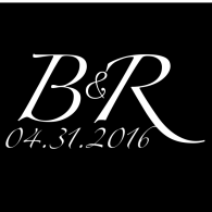 White “B&R” monogram with date “04.31.2016” on a black background