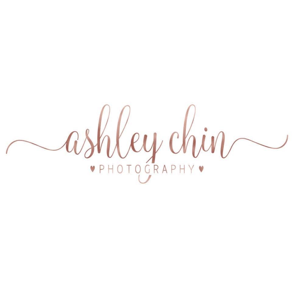 Ashley Chin Photography logo in soft pink script on a white background