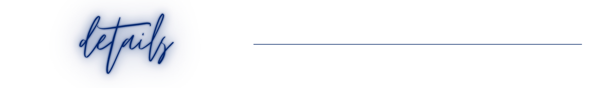 Blue handwritten logo on the left with a thin gray horizontal line extending across a white background.