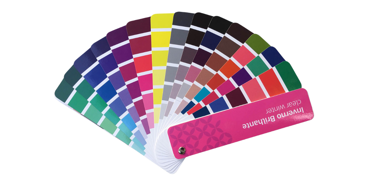 A fan shaped color palette with many different colors