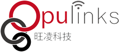 Logo with red and gray circles, "Opulinks" text, WiFi symbol, and Chinese characters.