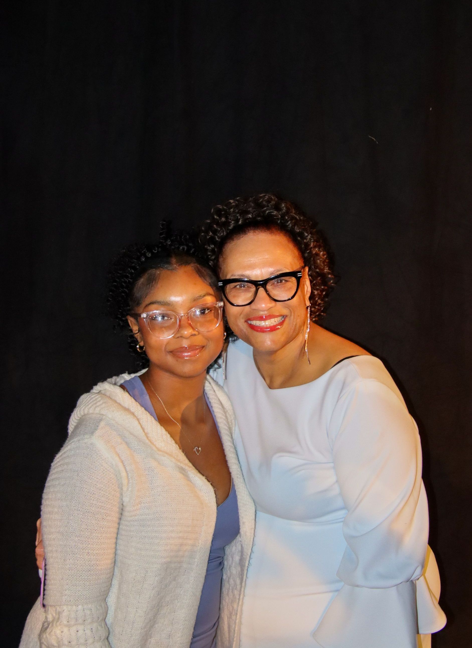 Dr. Karen Wright posing with a student.
