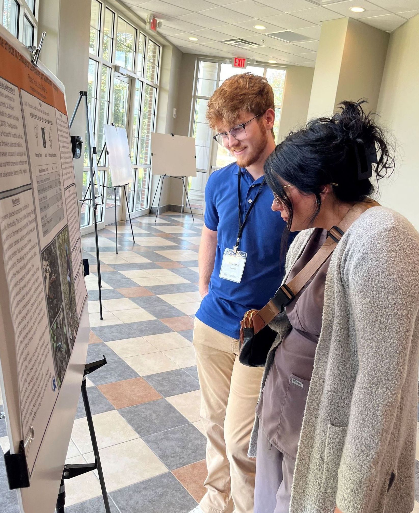 Ethan presenting a poster on his first Ledford Project.
