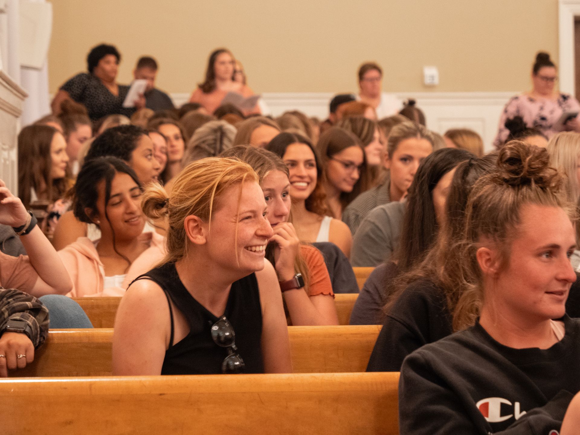Students smiling during the Convocation ceremony.