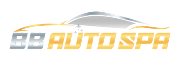 BB Auto Spa logo featuring a car outline with silver and gold text.