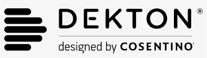 Dekton logo with a stylized graphic and text,