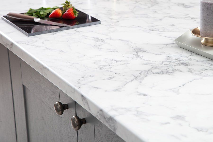 White marble laminate worktop
