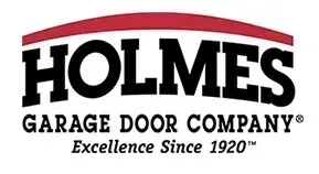 Holmes Garage Door Company logo with red arc and tagline “Excellence Since 1920”