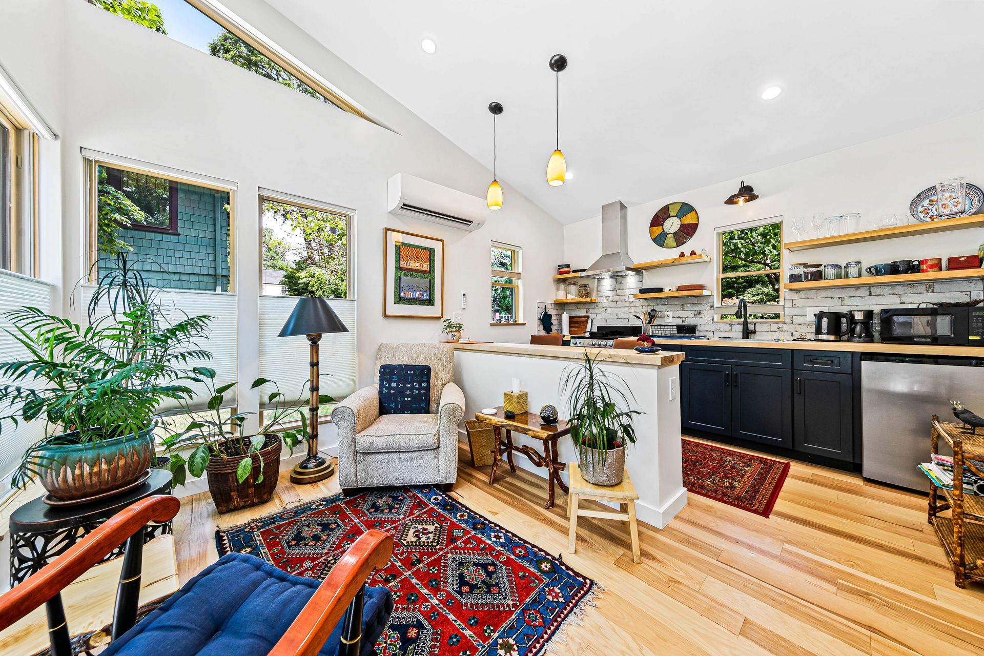 living room and kitchen of tiny home