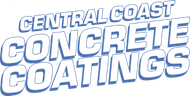Central Coast Concrete Coatings logo with bold white and blue text