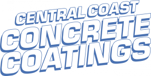 Central Coast Concrete Coatings logo with bold white and blue text