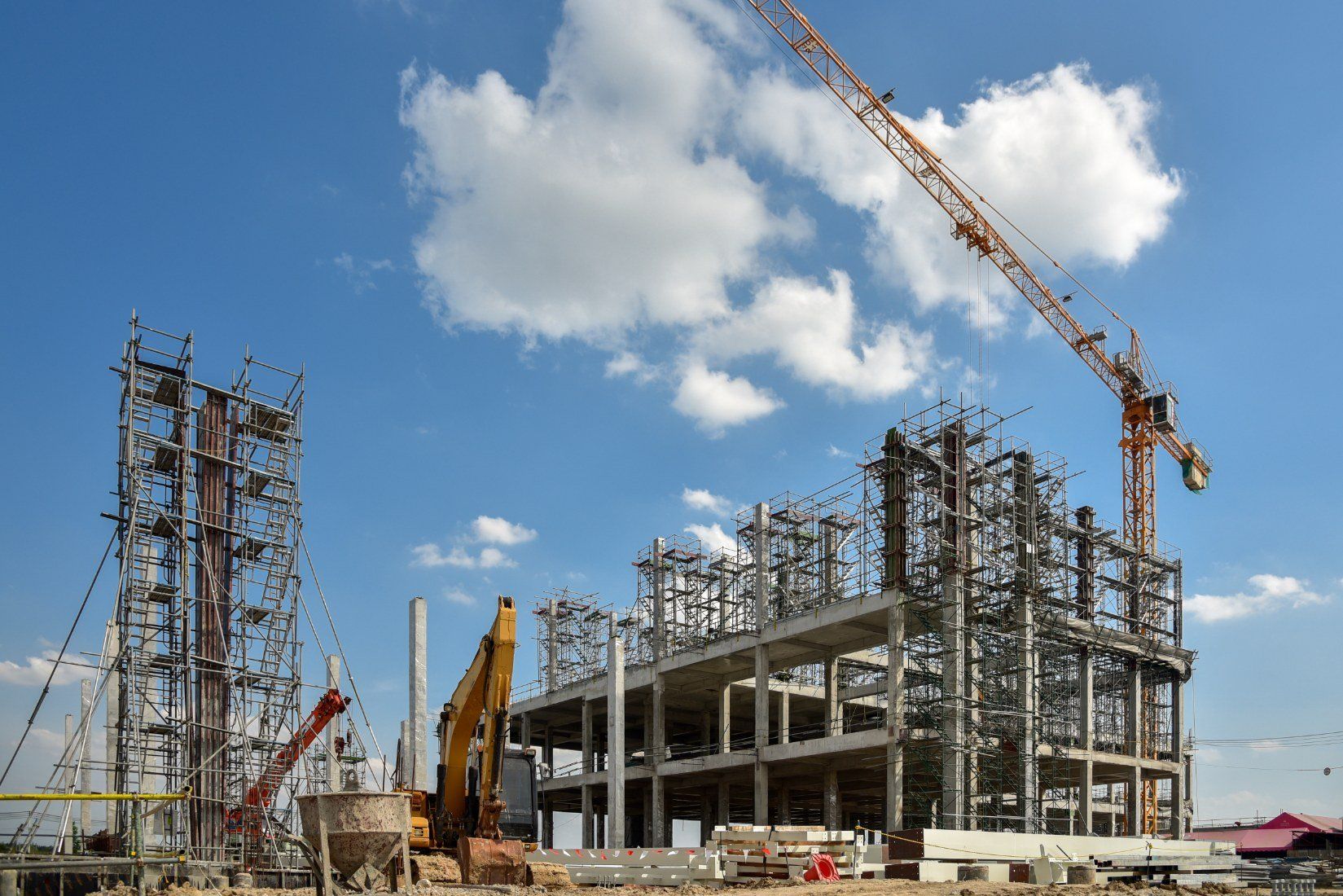 A new construction site with tower crane