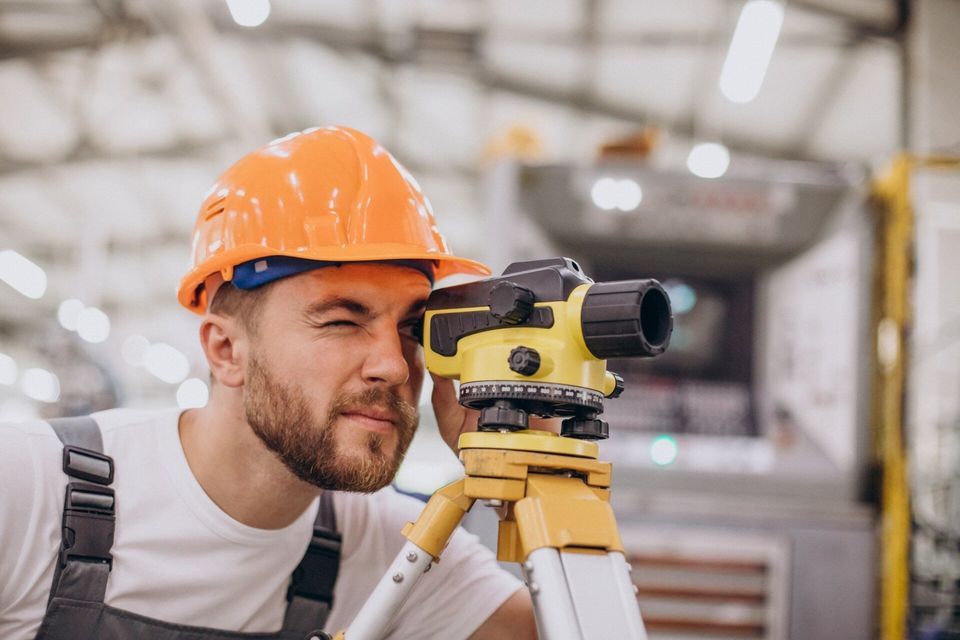 Engineer working on building factory