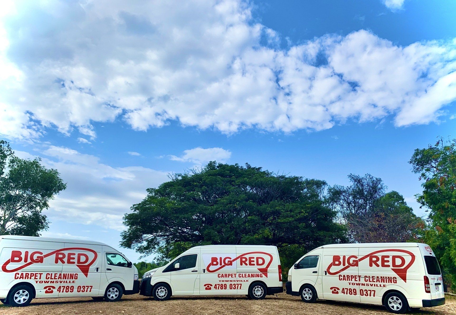 Three Vehicles For Big Red Carpet Cleaning — Carpet Cleaning In Townsville QLD