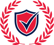 A red shield with a blue check mark inside of it.