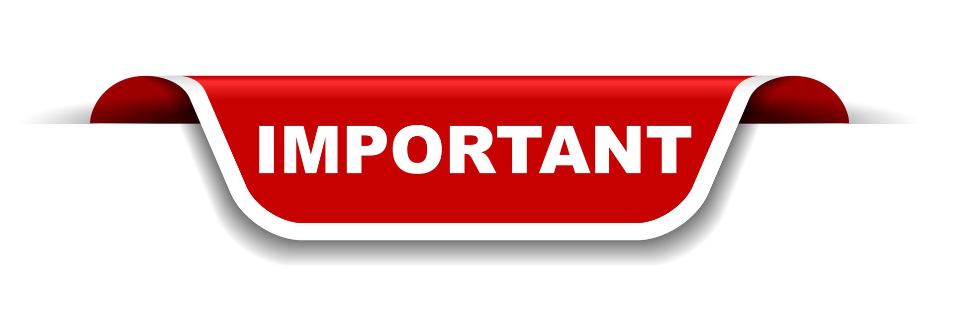 Red ribbon banner with white “IMPORTANT” text and a gray drop shadow.