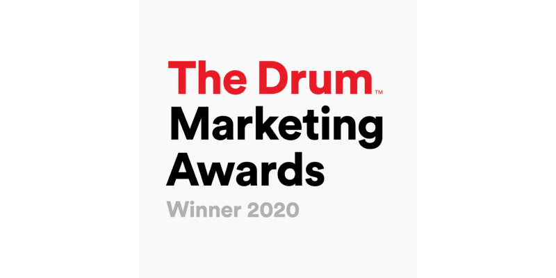 The drum marketing awards winner 2020 logo on a white background.