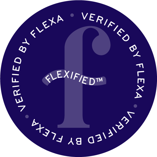 A flexa logo that says verified by flexa