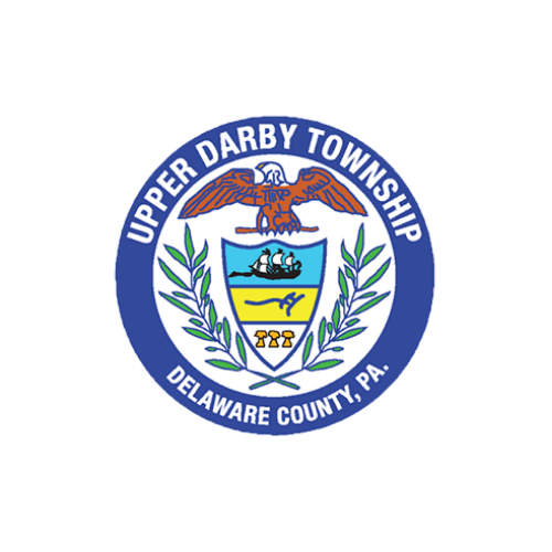 Upper Darby Township, Delaware County, PA seal with blue outer ring and central shield