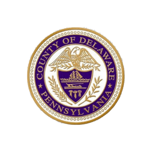 County of Delaware, Pennsylvania seal in purple, gold, and white