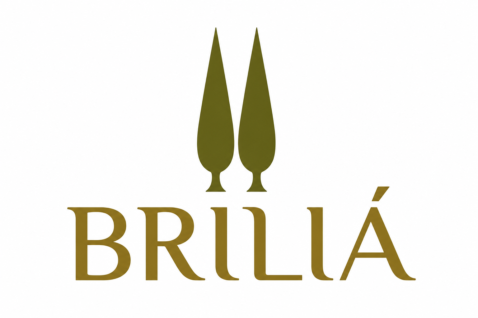 Logotipo dorado de BRILLÁ con dos árboles estilizados sobre el texto.