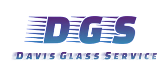 Blue-purple DGS logo with “Davis Glass Service” beneath it on a white background