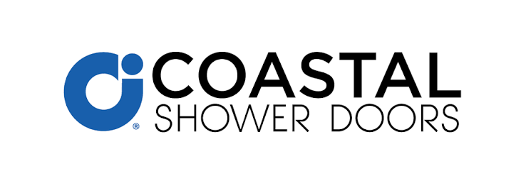 Coastal Shower Doors logo in blue and black on a white background