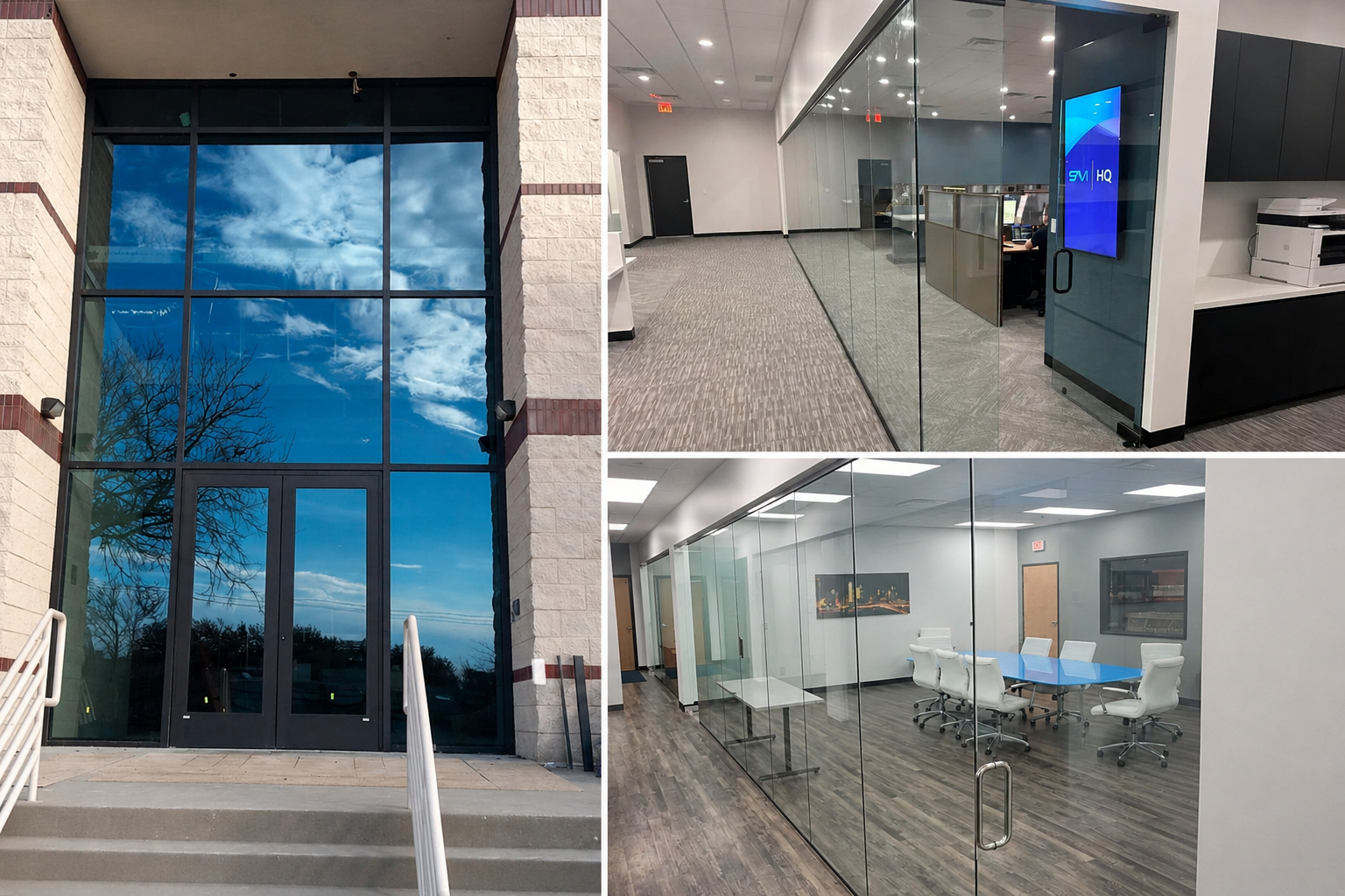 Custom Commercial Glass projects, expertly installed by Davis Glass Service in Dallas-Fort Worth, Texas.