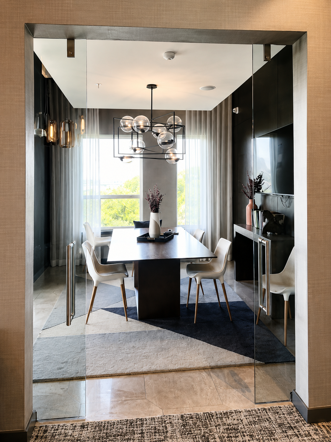 Residential glass walls installed by Davis Glass Service in Fort Worth Texas
