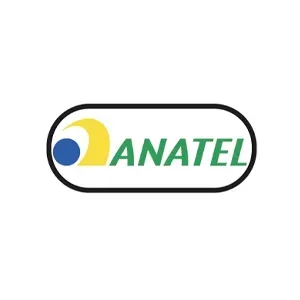 O logotipo da anatel está em um fundo branco.