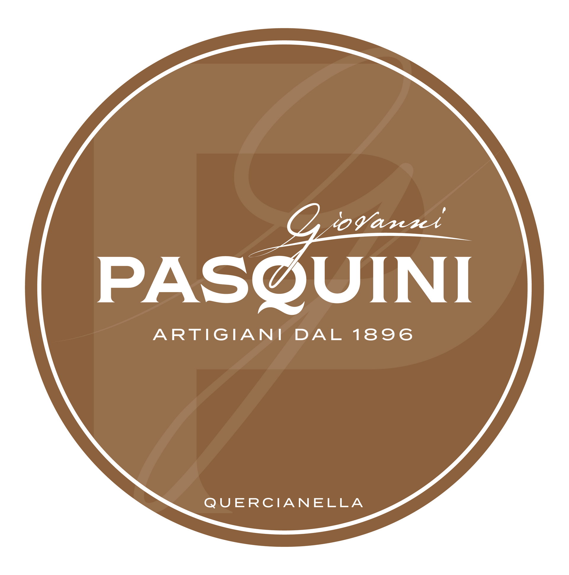 Logo Giovanni Pasquini Artigiani dal 1896 in marrone tondo