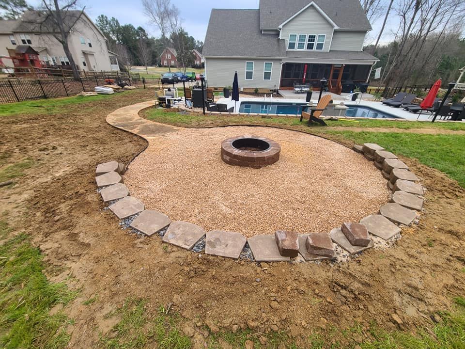 A concrete and stone fireplace in Rock Hill, SC by Carolina Mega Concrete LLC