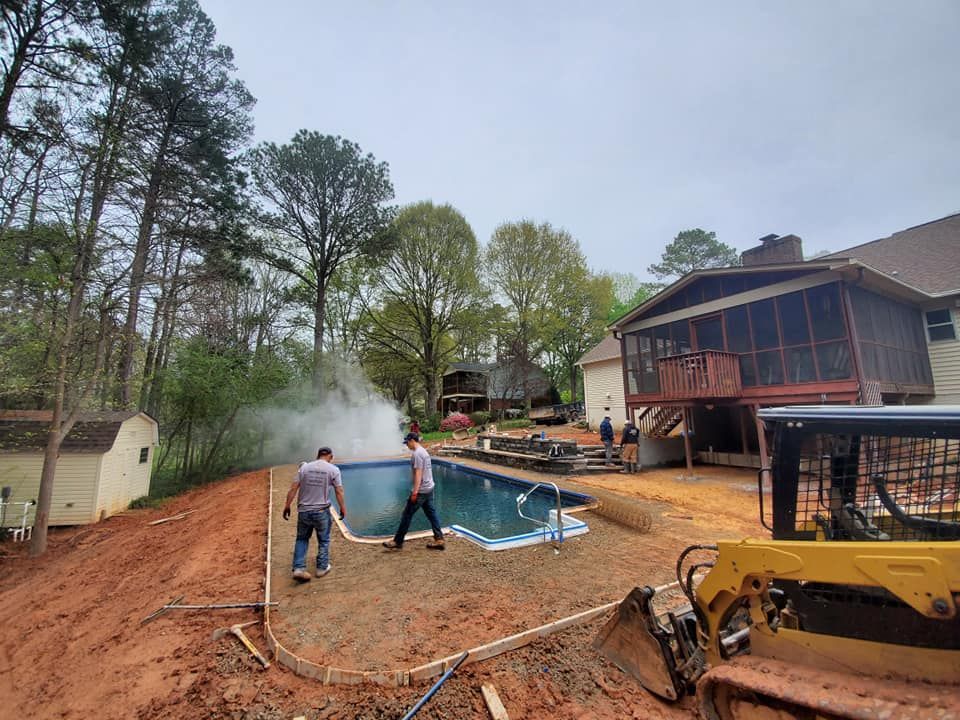 A before concrete pool deck construction, pre-pour, in Rock Hill, SC by Carolina Mega Concrete LLC
