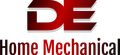 Logo: Red "DE" stacked over "Home Mechanical" text.