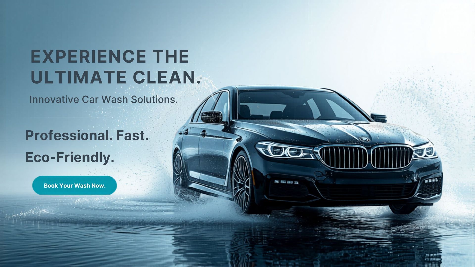 Black luxury sedan in a car wash ad with text: “Experience the Ultimate Clean.”