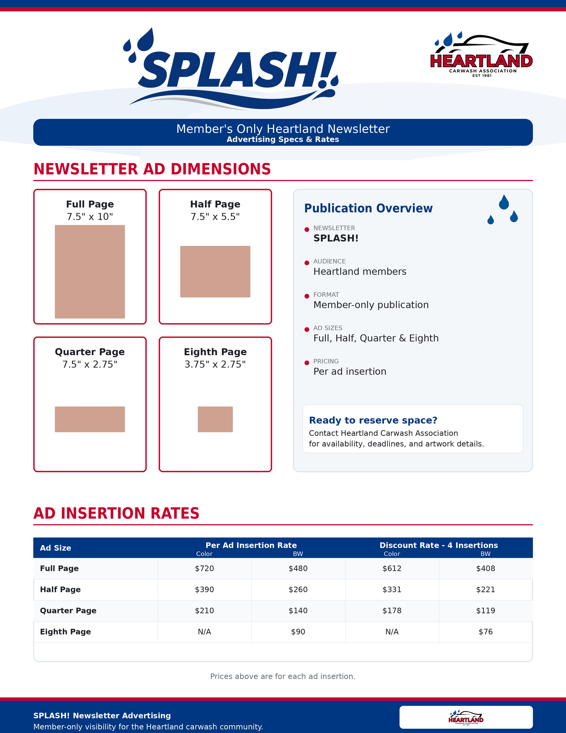 Heartland Carwash Assoc logo newsletter SPLASH - members only buy logo space