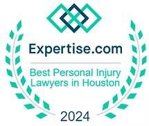 Expertise.com award badge for Best Personal Injury Lawyers in Houston, 2024, with teal laurel wreaths