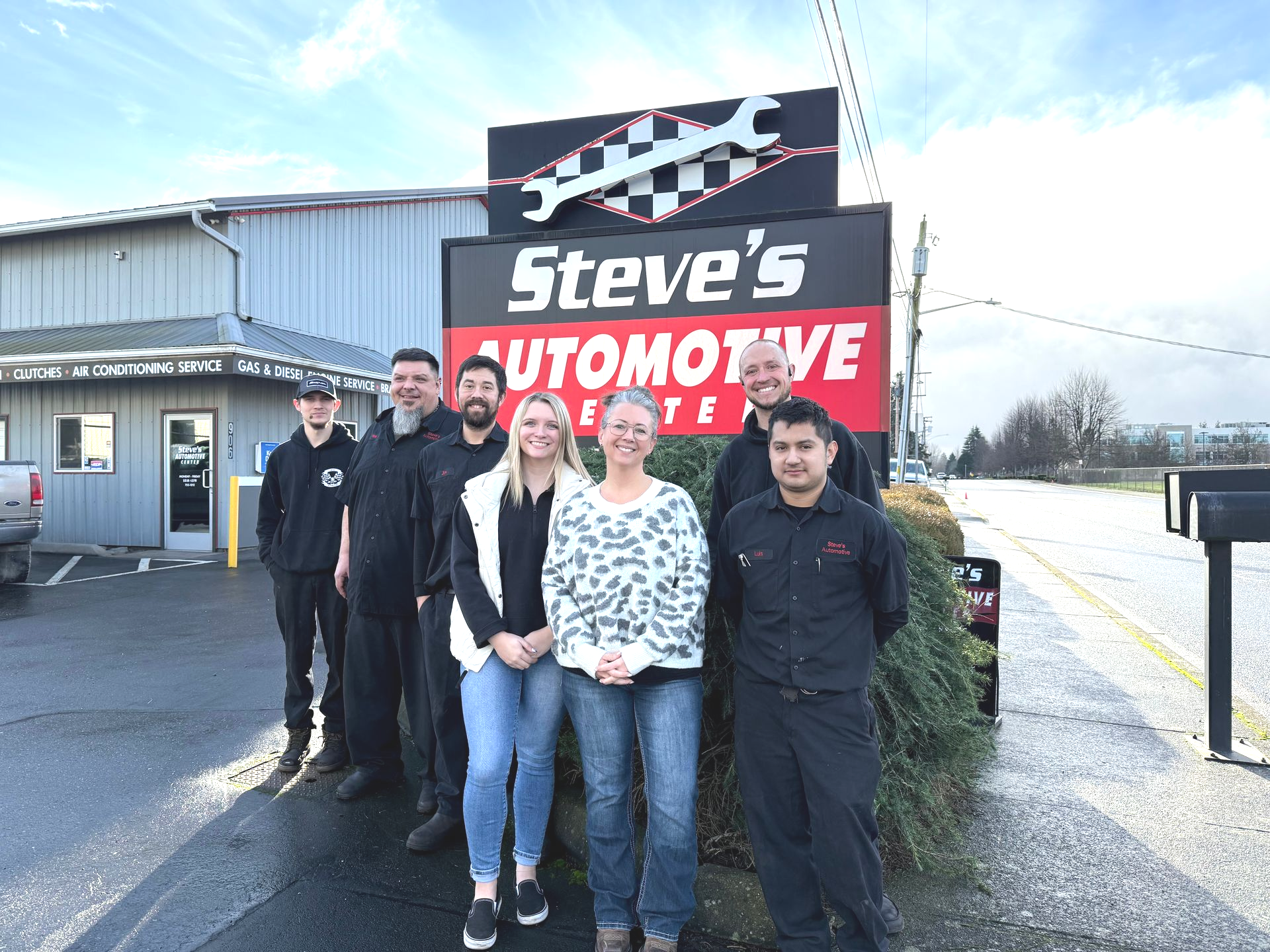 Steve's automotive crew in front of