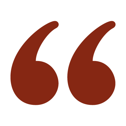 Brown quotation mark symbol.