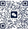QR code for WeChat. Dark blue and white. Two chat bubbles in the center.