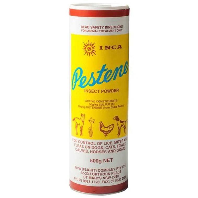 A Yellow and White Container of Pestene Insect Powder — Edmonds Landscaping Supplies in Bohle Plains, QLD