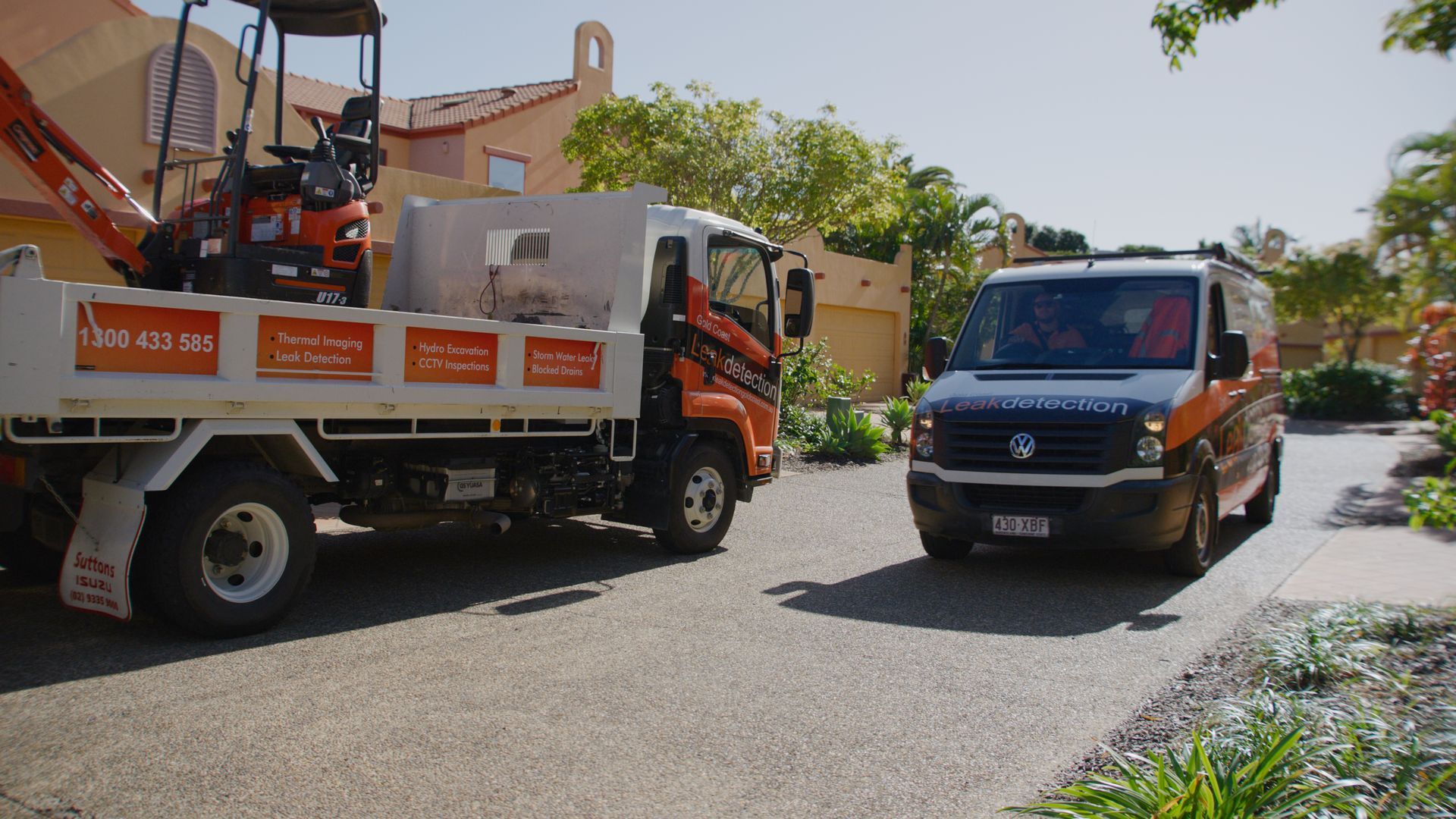 Water is Leaking Out of a Blue Pipe — Gold Coast Leak Detection in Southport, QLD