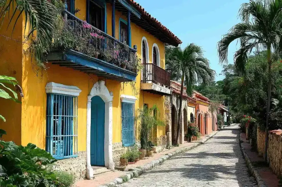 Calles coloniales coloridas de Mompox, experiencia cultural para huéspedes del Hotel Karakalí.