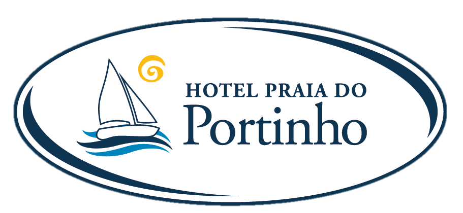Logo for Hotel Praia do Portinho with a sailboat in a blue oval
